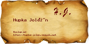 Hupka Jolán névjegykártya